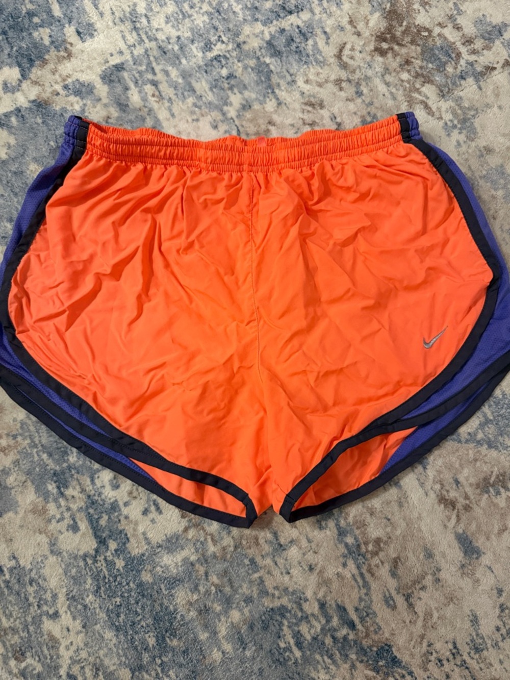 Nike Dri-FIT Running Shorts Neon Orange Purple Trim Lined Medium